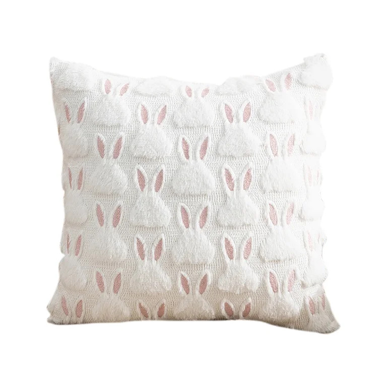 Easter Pillow Covers, 3D Bunny Embroidered Holiday Accent Pillowcases,Soft Fuzzy Spring Pillow Co... | Walmart (US)