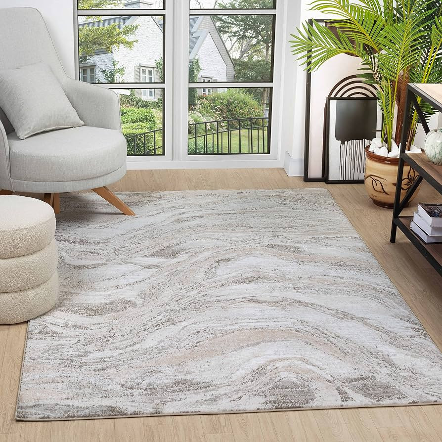 GLORY RUGS Modern Abstract Area Rug 5x7 Cream Gold Faded Soft for Living Room Bedroom Home and Of... | Amazon (US)