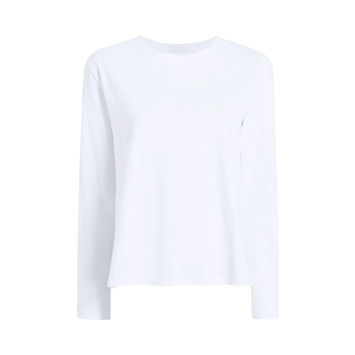 Vintage Cotton Long Sleeve Everyday T-Shirt | White | Nuuds US