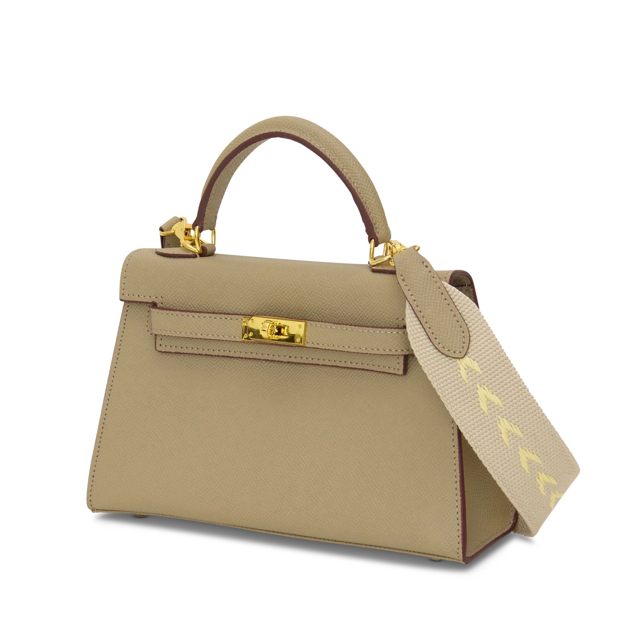 Lily & Bean Hettie Mini Bag with Fabric Strap - Khaki with Initials | Lily and Bean
