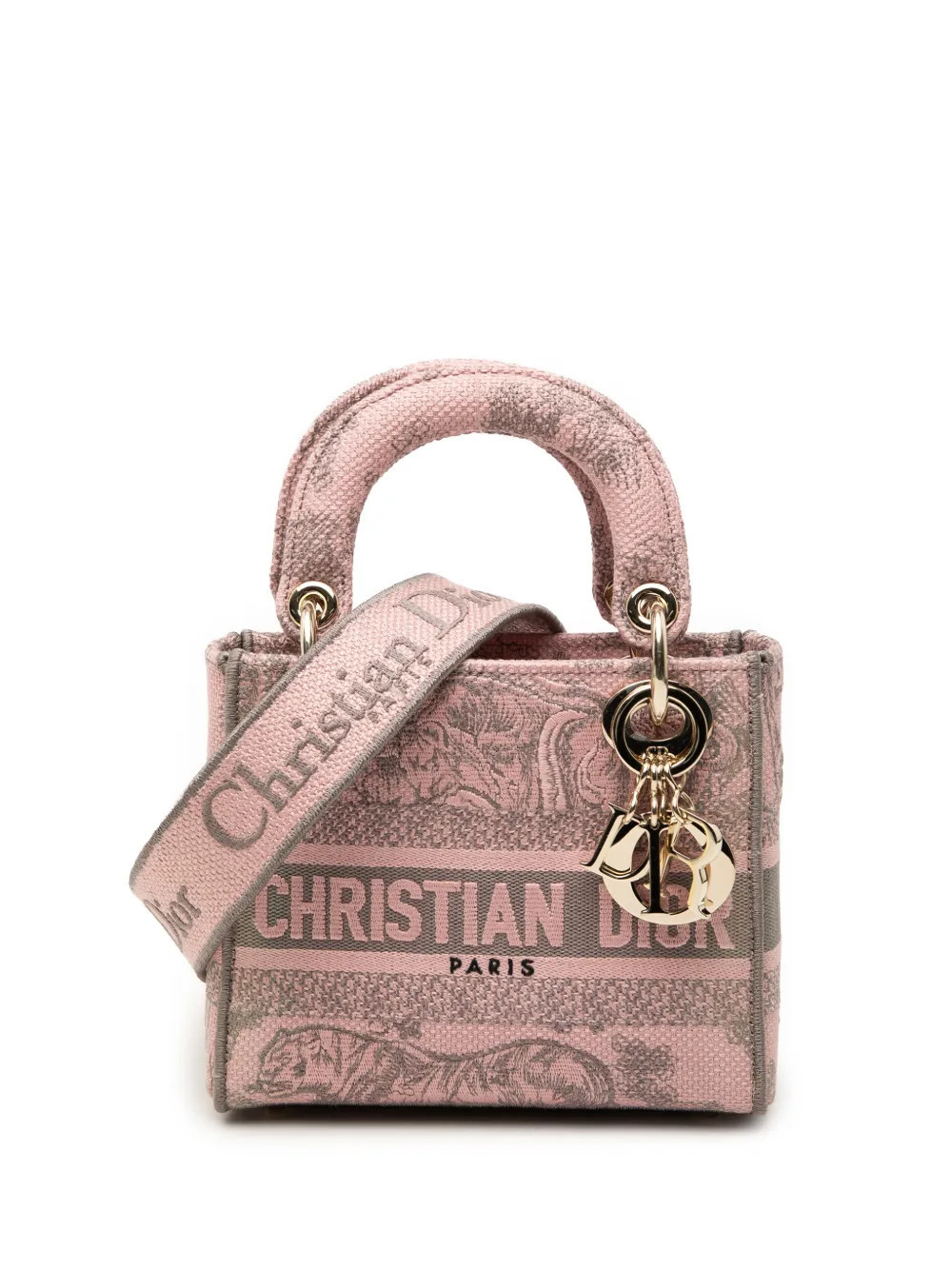 Christian Dior Pre-Owned 2023 Mini Embroidered Canvas Toile De Jouy Lady D Lite satchel - Pink | Farfetch Global