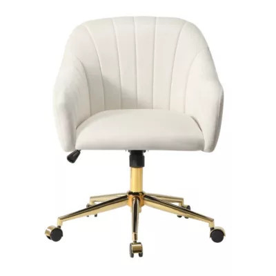 Westin Furniture Velvet Upholstered Desk Chair, Ivory | Belk
