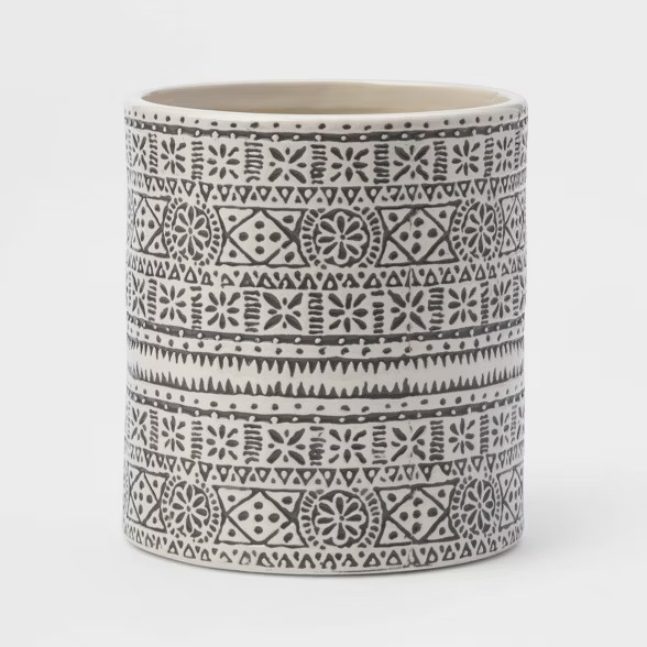 Stoneware Genesis Stripe Utensil Holder White/Gray - Threshold™ | Target