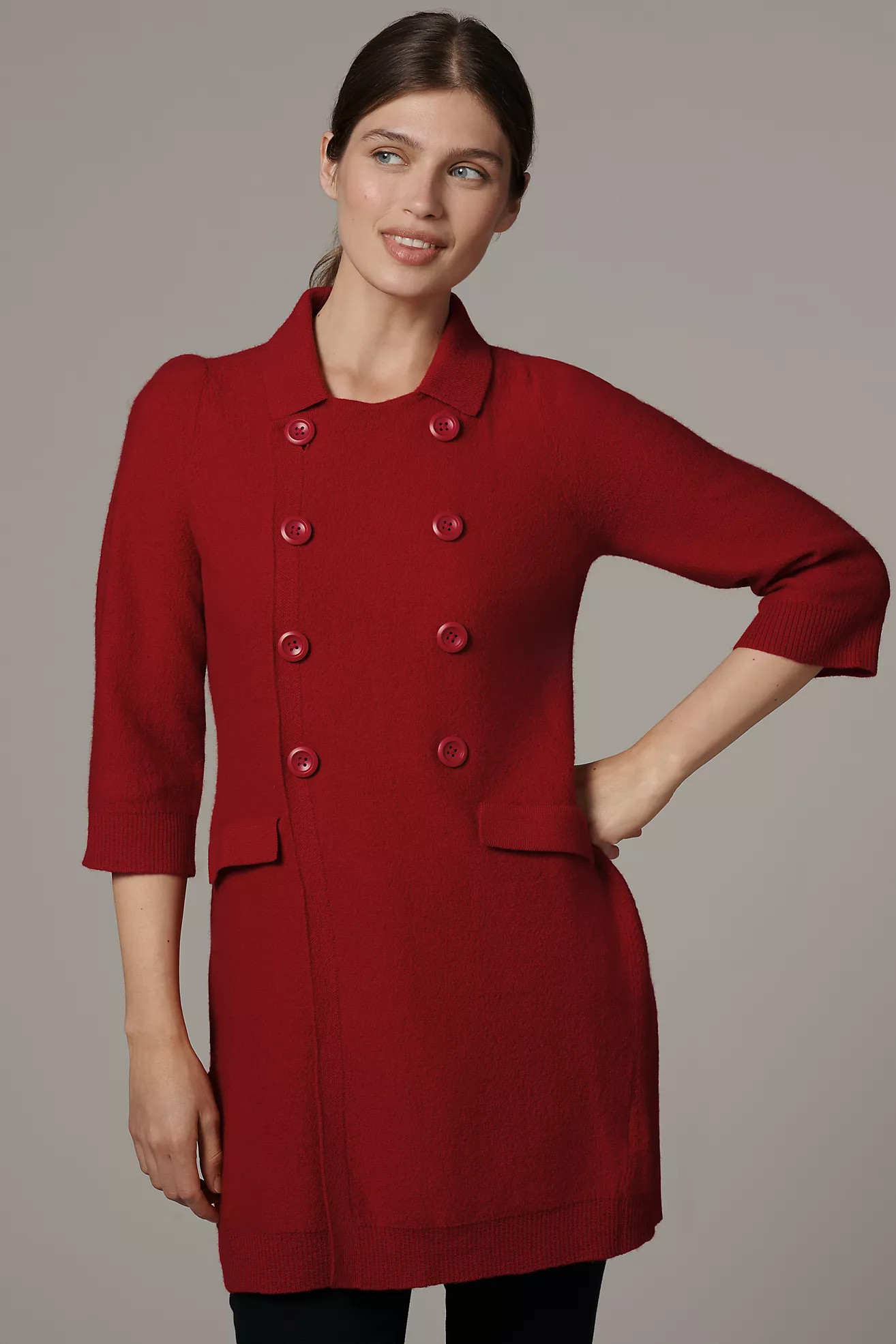 Maeve Double-Breasted Merino Wool Long Cardigan Sweater | Anthropologie (US)