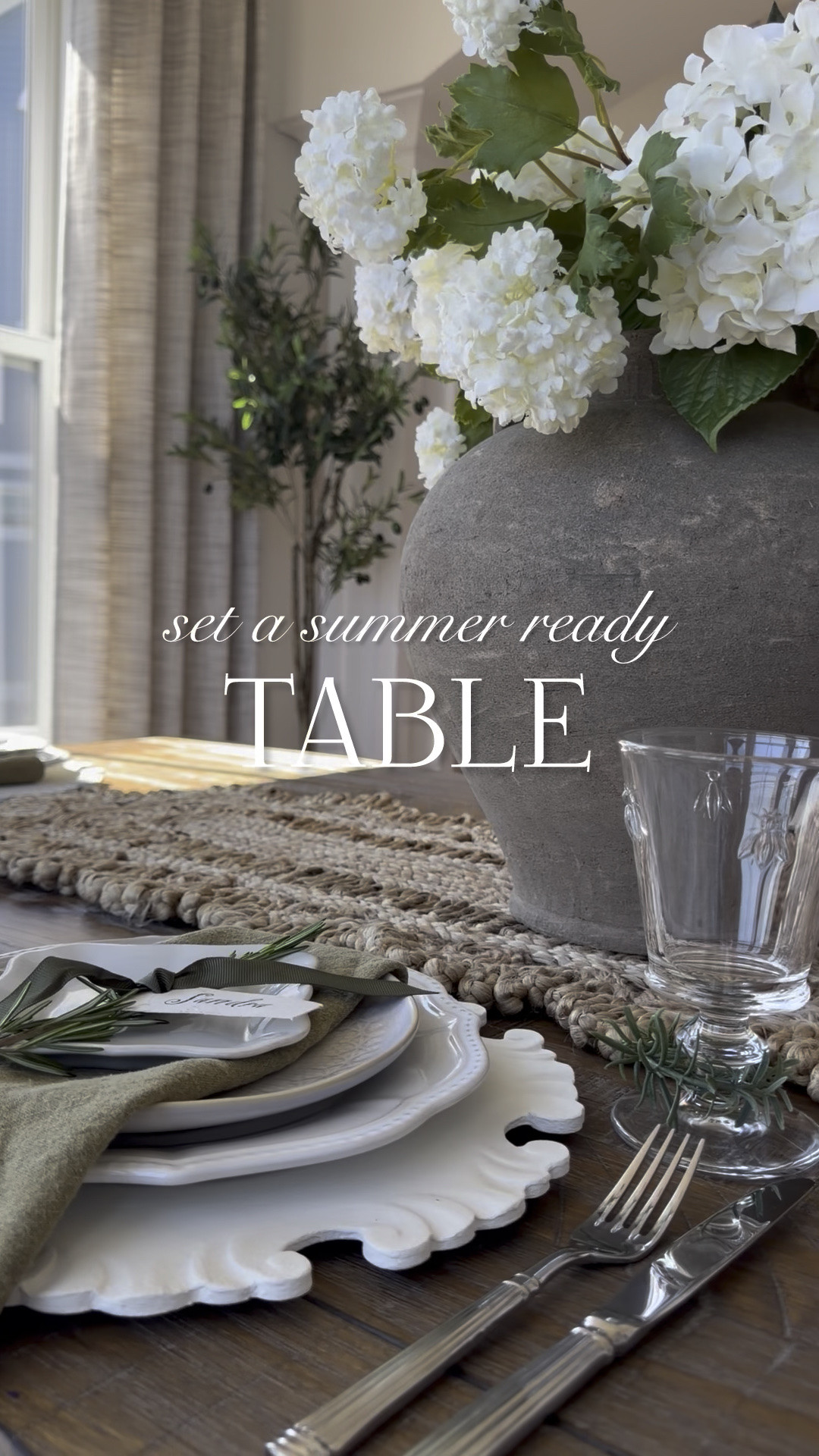 A pretty summer table doesn’t need to be expensive or complicated. Start with a lovely charger and layer with a mix of white plates. A linen napkin and fresh Rosemary is a pretty look for summer place settings. 

 #LTKSeasonal #LTKHome #LTKSaleAlert