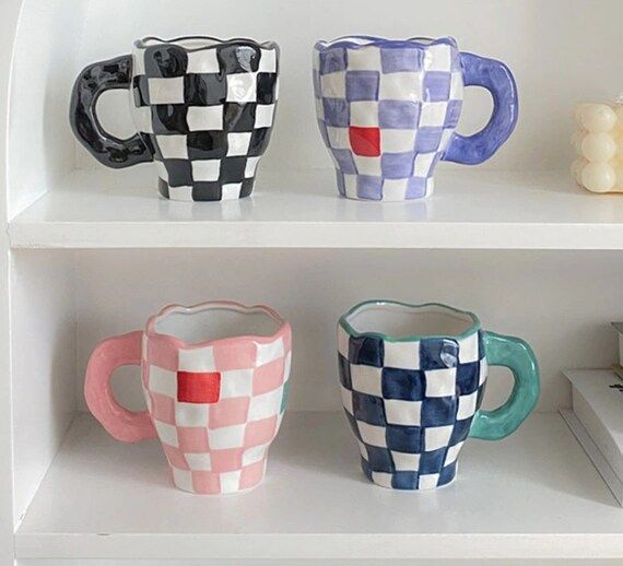 Handmade Ceramic Large Checkerboard Check Checkers Mug Tea | Etsy | Etsy (US)