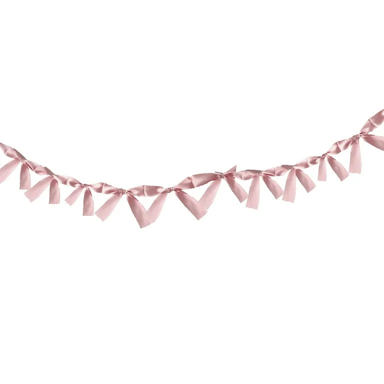 Bow Garland 70.87" Bow Garland Banner Pink Silk Bow Hanging Banner for Baby Shower Decor Coquette... | Walmart (US)