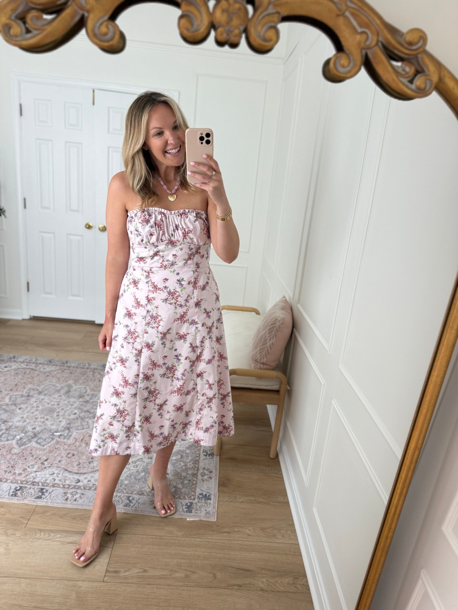 Strapless summer dress - date night outfit - wearing a med 