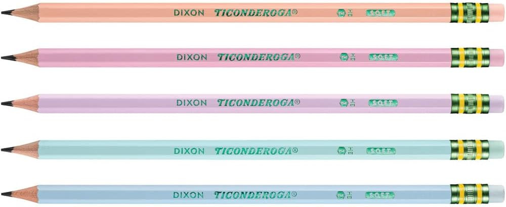 Ticonderoga Wood-Cased Pencils, Pre-Sharpened, 2 HB Soft, Pastel Colors, 150 Count | Amazon (US)
