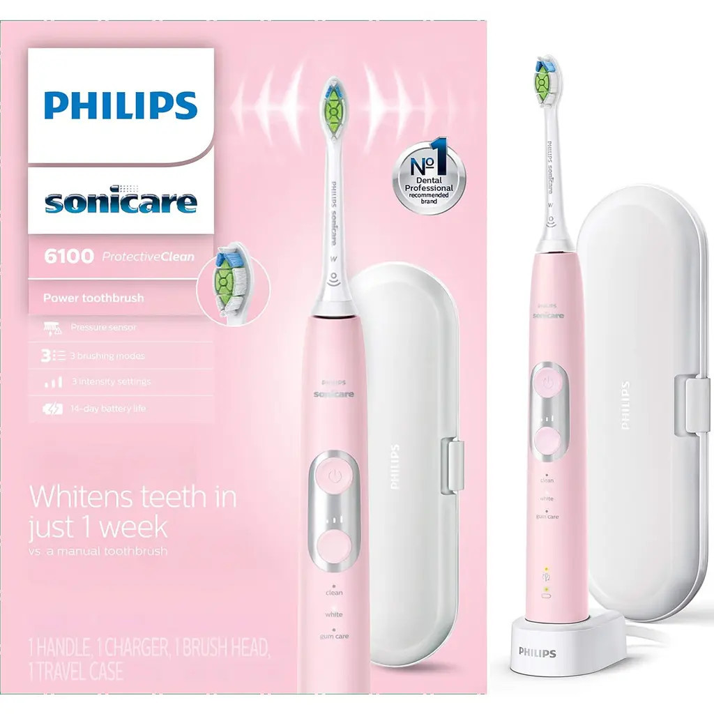 Philips Sonicare ProtectiveClean 6100 Electric Toothbrush Pink Case in Pastel Pink at Nordstrom | Nordstrom