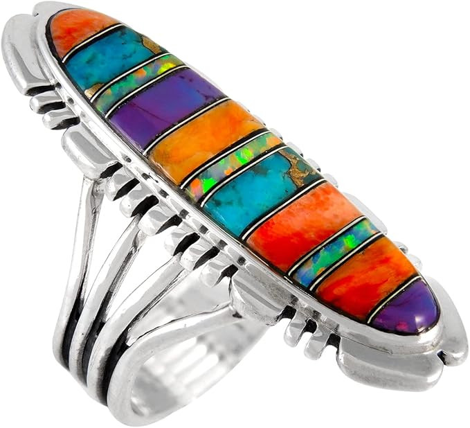 Turquoise Coral Gemstone Ring in Sterling Silver 925 | Amazon (US)