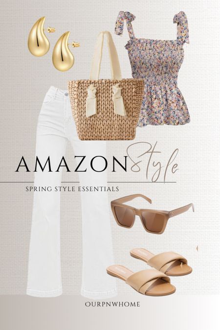 Spring style picks from Amazon!

Straw handbag, beach tote bag, summer purse, tan sandals, slides, spring shoes, summer shoes, white jeans, white denim, spring outfit, spring look, floral tank top, peplum top, spring blouse, gold earrings, designer dupes, brunch outfit, sunglasses

#LTKitbag #LTKstyletip #LTKSeasonal