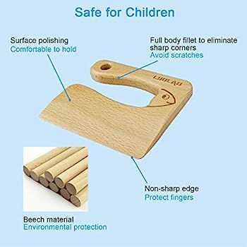LUOLAO Wooden Kids Knife for Cooking and Safe Cutting Veggies Fruits, Cute Fish Shape Kids Kitche... | Amazon (US)