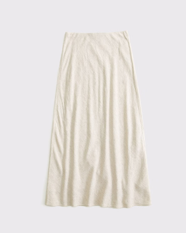 Mid Rise Linen-Blend Maxi Skirt | Abercrombie & Fitch (US)