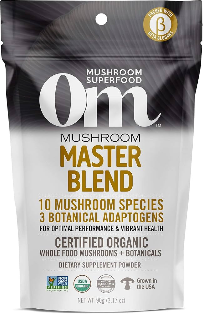 Om Mushroom Superfood Master Blend Mushroom Powder Supplement, 3.17 Ounce, 34 Servings, 10 Mushro... | Amazon (US)
