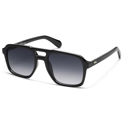 SOJOS Retro Aviator Polarized Sunglasses For Women Men Womens Oversized Thick Square Vintage 70s Sun Glasses SJ2330,Black Grey Grading | Amazon (US)