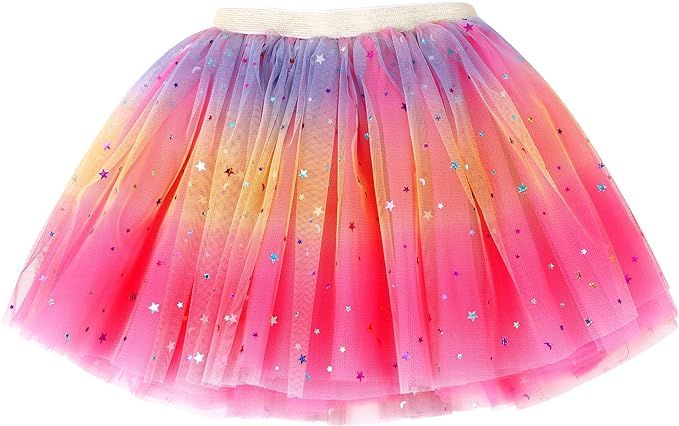 Simplicity Baby Girl's Rainbow Tutu Skirt 4-Layer Tulle Princess Ballet Dress | Amazon (US)