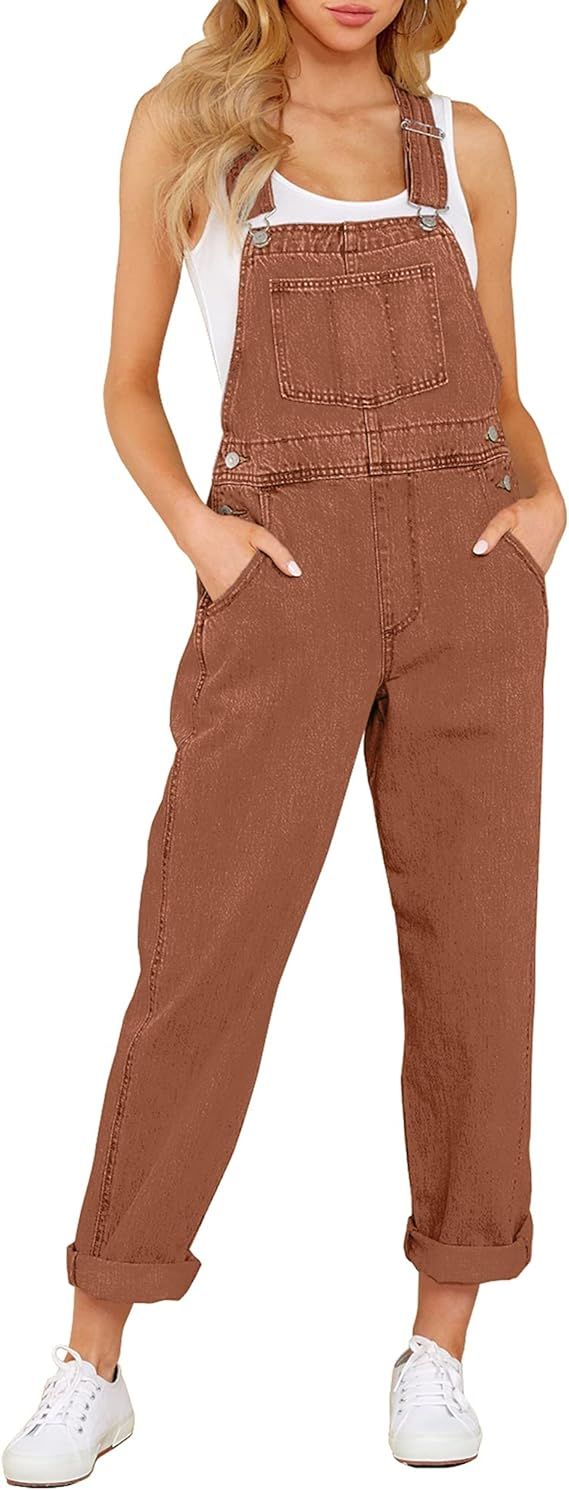 LookbookStore Women's Casual Stretch Denim Bib Overalls Pants Pocket Jeans Jumpsuits | Amazon (US)