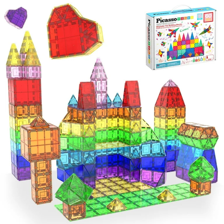 PicassoTiles Magnetic Tiles for Kids – 60PCS STEM Building Blocks Set, Educational Construction... | Walmart (US)