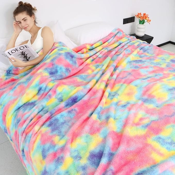 obinsm Rainbow Fleece Throw Blanket, Ultra Soft Warm Lightweight Flannel Microfiber Plush Throw f... | Amazon (US)