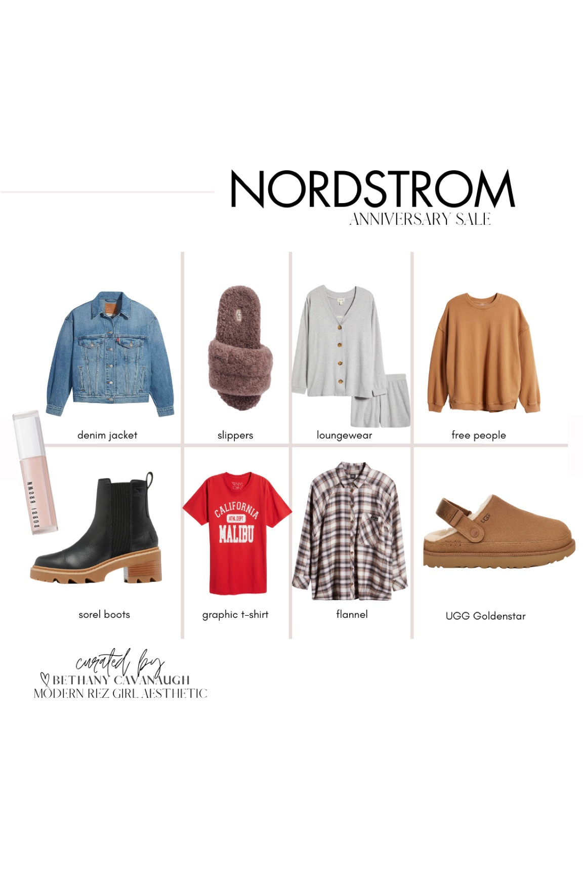 { NSale Purchases ❥

• Levi’s ‘90’s Denim Trucker Jacket - M 
• UGG Cozzetta Curly Genuine Shearling Slide Slippers in Burnt Cedar - 9   
• Open Edit 3-Piece Cozy Rib Pajamas in Gray Pearl Mark - XL 
• fp movement All Star Sweatshirt - M 
*the perfect lightweight pullover!
• Bobbi Brown Extra Plump Hydrating Lip Serum x 2
• Sorel Joan Chelsea Boot in Black /Gum - 9
• Vinyl Icons Malibu Athletic Department  Graphic T-Shirt in Red - M 
• BDG Urban Outfitters Brendon Plaid High-Low Hem Button Down Shirt in Pink - L 
• UGG Goldenstar Cozy Clog in Chestnut - 9

Nordstrom Anniversary Sale . Casual Midsize Style . Fall Essentials . Modern Rez Girl Aesthetic . Native American Content Creator } 

#LTKStyleTip #LTKShoeCrush #LTKxNSale