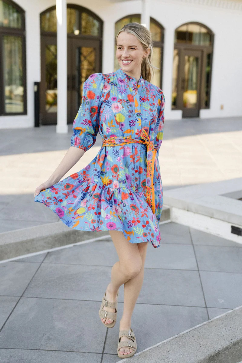 Women's Hazel Dress - Blue Botanical | Briton Court | Briton Court