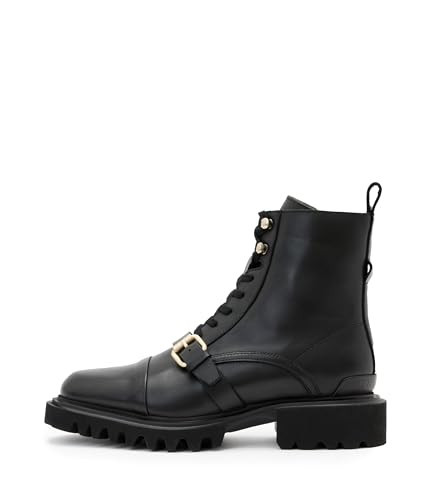 AllSaints Women's Tori Combat Boot, Black/Warm Brass, 9.5 | Amazon (US)