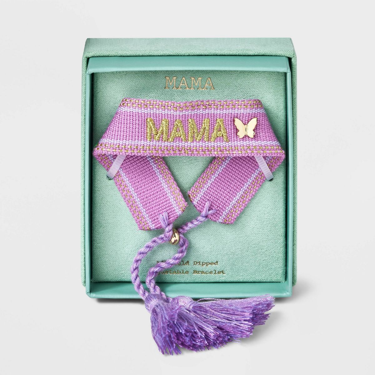 14k Gold Dipped Butterfly "Mama" Woven Adjustable Bracelet - A New Day™ Purple | Target