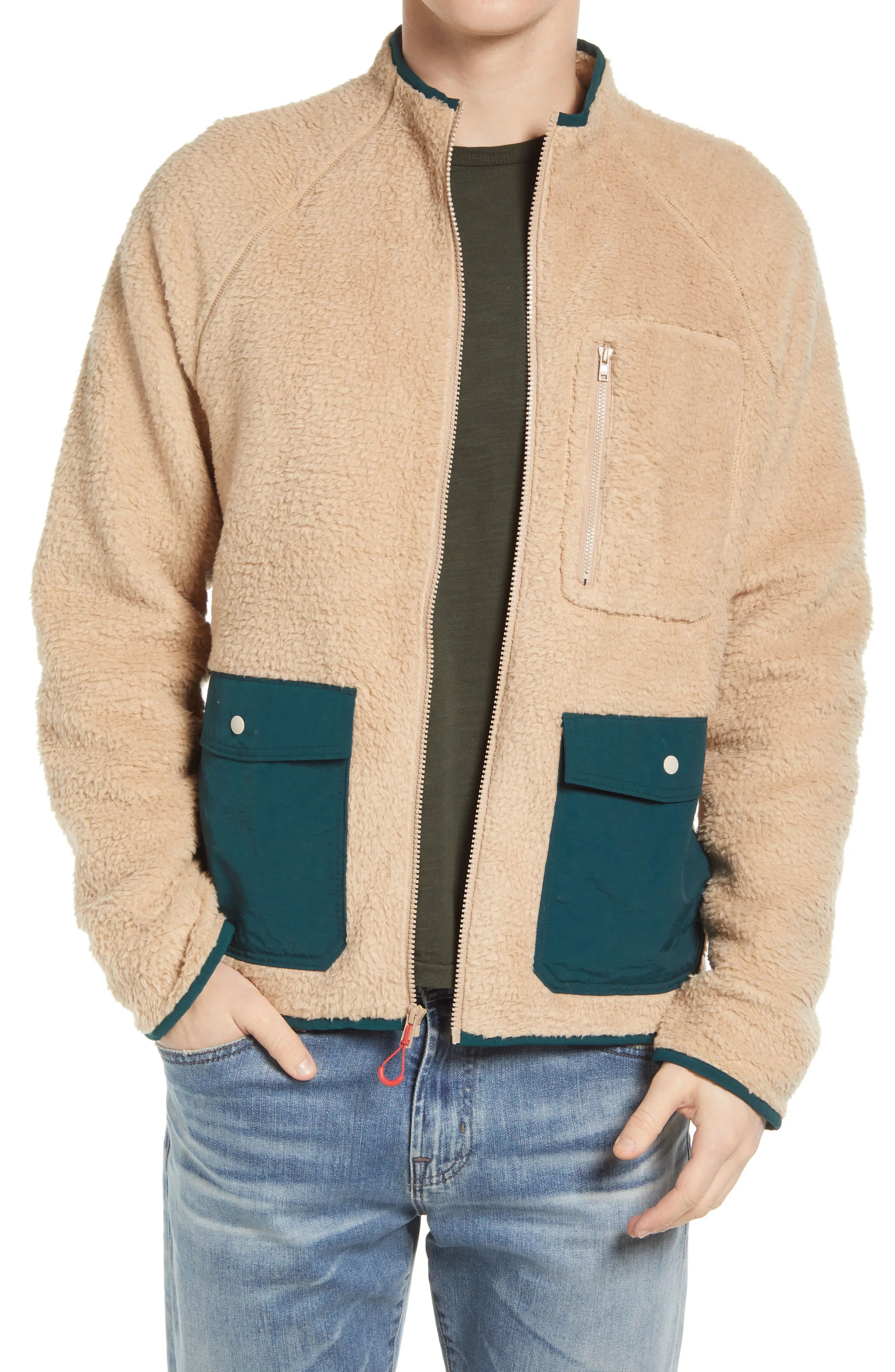 Outerknown Skyline High Pile Fleece Jacket in Raffia at Nordstrom, Size Large | Nordstrom