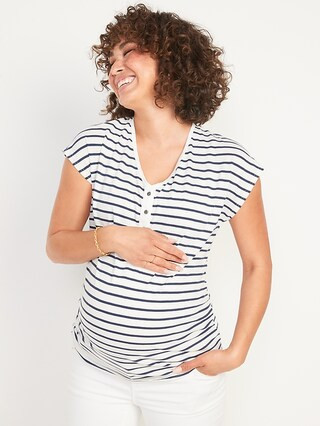Maternity EveryWear Slub-Knit Henley T-Shirt | Old Navy (US)
