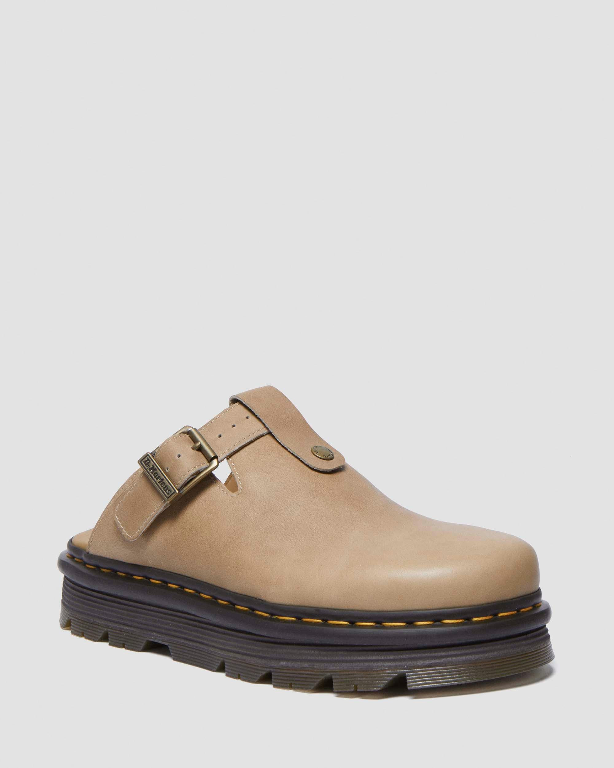 Zebzag Leather Casual Slingback Platform Mules in Porcelain Tan | Dr. Martens | Dr. Martens