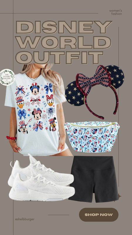 Disney World outfit for the 4th of July

American Flag Mouse ears
4th of July Mickey and friends coquette bows graphic tee shirt
Bike shorts spandex
Mickey and friends patriotic large Fanny pack 
White Bew Balance sneakers 

#LTKSeasonal #LTKFamily #LTKTravel