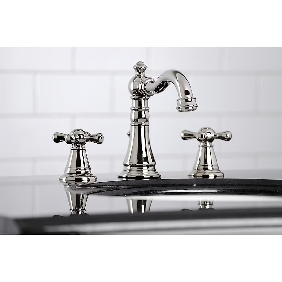 Kingston Brass American Classic Polished Nickel Widespread 2-Handle Bathroom Sink Faucet with Dra... | Lowe's