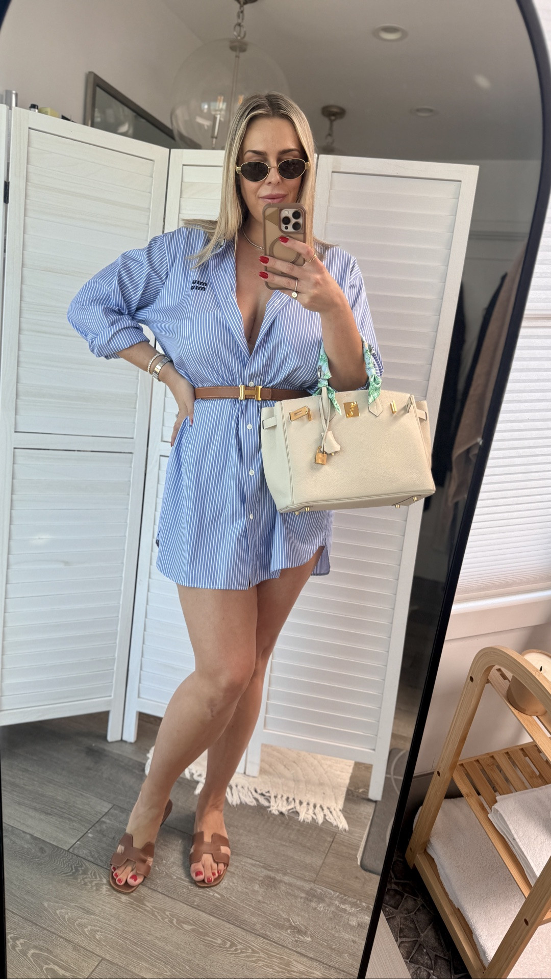 Dress is MiuMiu
Belt and shoes Hermes
Glasses Celine

Found look alikes for EVERYTHING!!!! Linked them below 💙🤍🩵

#LTKootd #LTKMidsize #LTKU