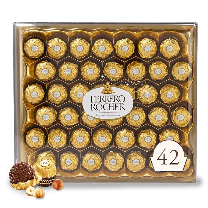 Ferrero Rocher, 42 Count, Gourmet Milk Chocolate Hazelnut, Chocolate Gift Box, Individually Wrapp... | Amazon (US)