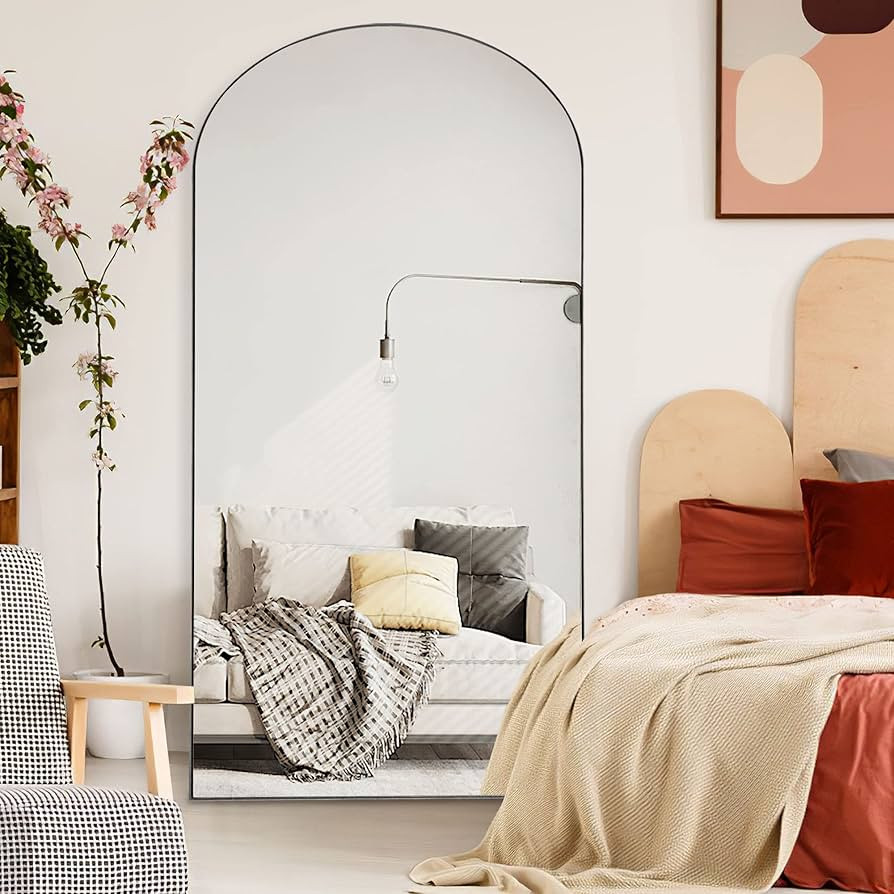 Trvone Arched Full Length Mirror, Wooden Thin Fram,71"x32"Full Body Mirror, Hanging or Leaning Ag... | Amazon (US)