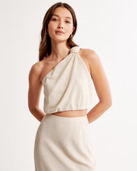 Crinkle Textured One-Shoulder Set Top | Abercrombie & Fitch (US)