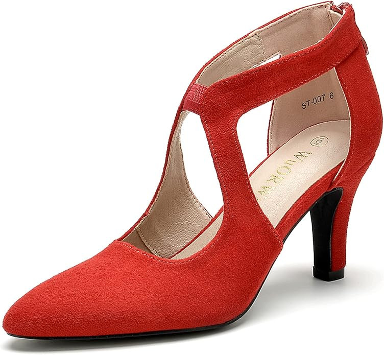 WuORWu Women's Closed Toe Heel Pumps | Amazon (US)