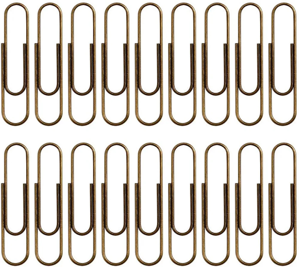 Rurili 50 Pieces 50 mm Metal Paper Clips for Office School and Personal Use (Bronze) | Amazon (US)