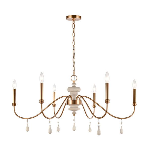 French Connection Satin Brass Six-Light Chandelier | Bellacor