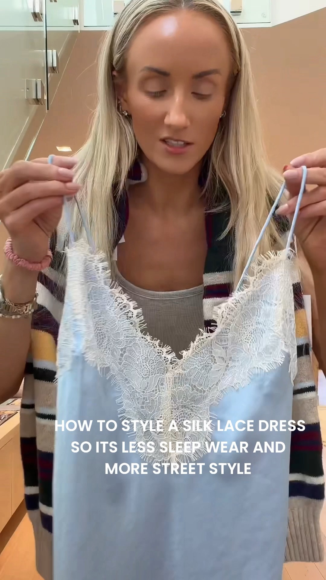 Sometimes a silk lace dress can look a bit too sleepwear / lingerie to me. So here’s how I would style it to make it more street style / daytime chic!  @abercrombie

#LTKdayinmylife #LTKootd #LTKgrwm