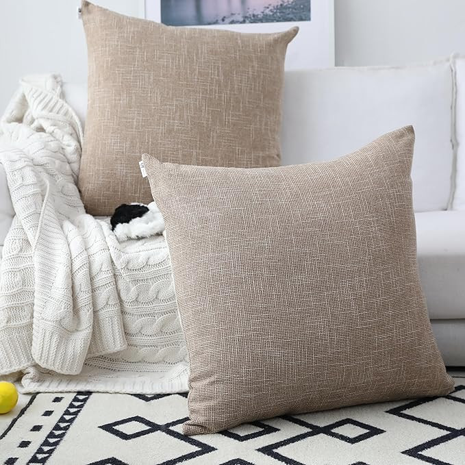 Kevin Textile Decor Burlap Natural Style Lined Linen Throw Pillow Cases Cushion Cover for Bed/Sof... | Amazon (US)