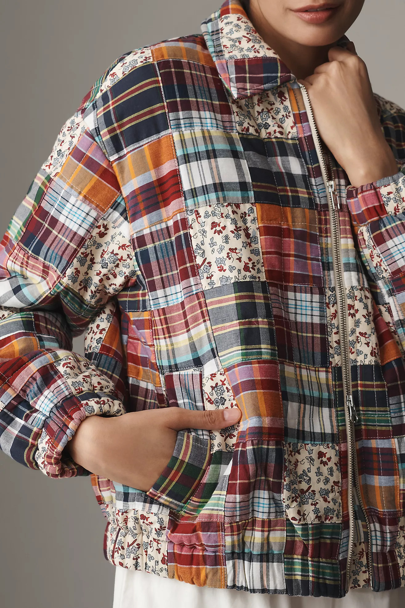Avec Les Filles Plaid Stitched Bomber Jacket | Anthropologie (US)