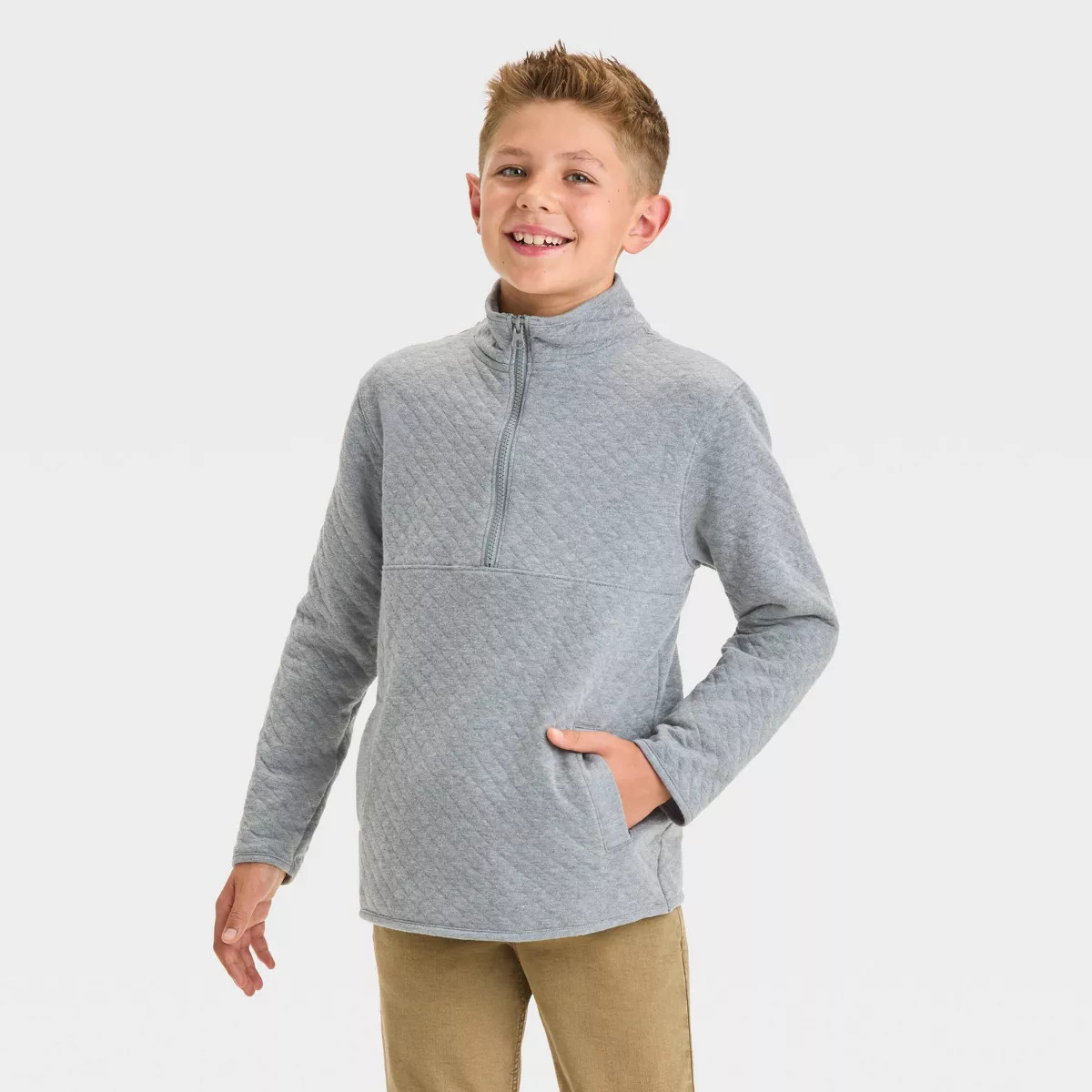 Boys' Quilted Mock Neck Pullover Sweatshirt - Cat & Jack™ | Target