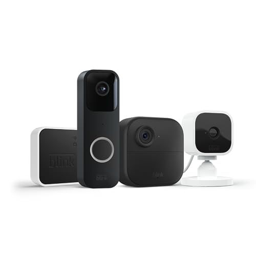 Blink Whole Home Bundle – Video Doorbell system (black), Outdoor 4 camera (black), and Mini cam... | Amazon (US)