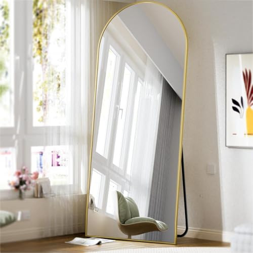 BEAUTYPEAK 71"x26" Full Length Mirror, Arch Full Body Floor Mirror, Wall Mirrors Hanging or Leaning Arched-Top with Stand for Bedroom, Dressing Room, Living Room, Gold | Amazon (US)