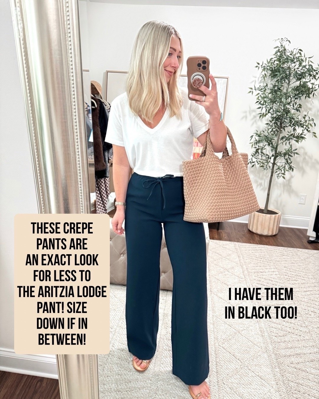 ‼️💁🏼‍♀️I have wanted the viral Aritzia Lodge crepe pants for over a year, but 1. I didn’t want to spend $138 and 2. I was between two sizes and they didn’t fit “just right” so I waited and I’m SO glad I did! I finally found a look for less and they’re SO GOOD!!! 💙  Size down if in between (Size 4 for reference wearing size XS regular length 5’4”)

Aritzia, loft, travel pants 

#LTKMothersDay #LTKdayinmylife #LTKootd