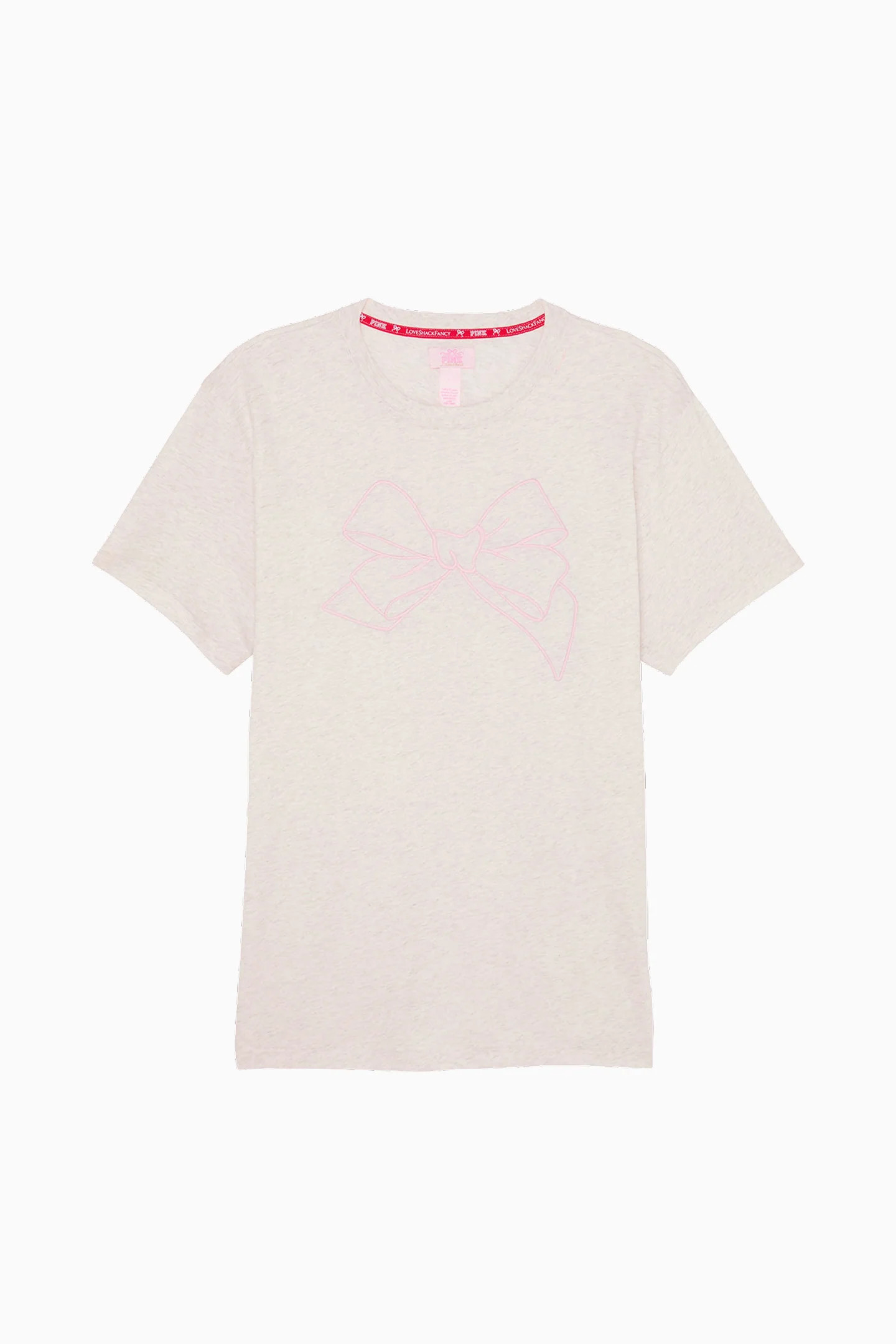 PINK x LoveShackFancy Campus Cotton Tee - SNOW HEATHER / S | LoveShackFancy