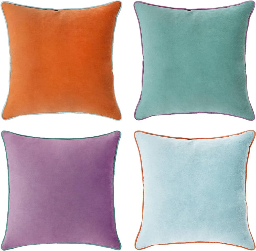 MONDAY MOOSE Decorative Throw Pillow Covers Cushion Cases, Set of 4 Soft Velvet Modern Double-Sid... | Amazon (US)