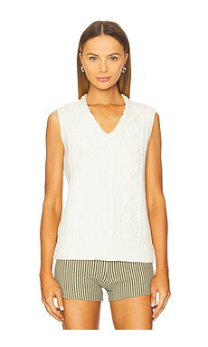 Varley Kay Cable Knit Vest in Snow White from Revolve.com | Revolve Clothing (Global)